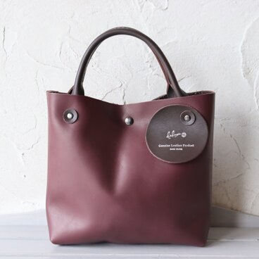 セミマット艶の本革スムースミニトート 天然革 兼用 ハンドメイド12136