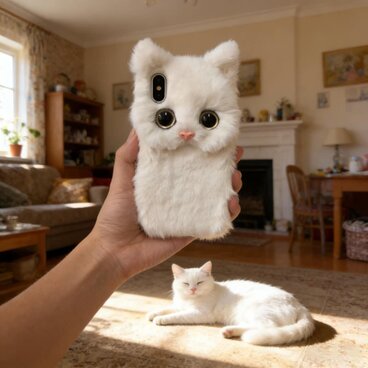 iPhone 17 16ケース シェル ペット Galaxy Google pixel  全機種対応 白猫 猫 アムスマホケース