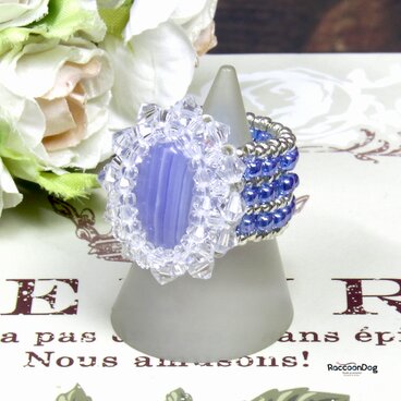 天然石ブルーレースアゲートのリング〔天然石ブルーレースアゲート/プレシオサ ビーズリング〕《ビーズアクセサリー》