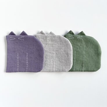 猫背なリネンコースター３枚組