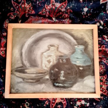 油絵。焼き物。