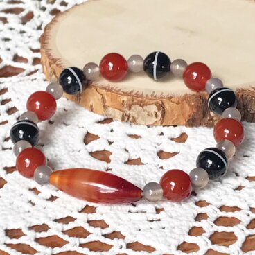 線天珠　一線天珠　赤瑪瑙　グレーオニキス　オニキス　天然石　アゲート　天珠