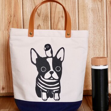 インコとワンコの保冷・保温ランチトートバッグ 【再販・受注製作】