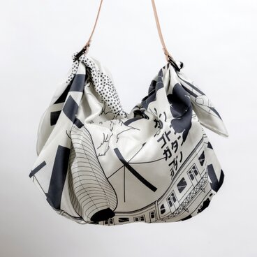 Tokyo Manga Midnight Blue 風呂敷 & マスタードレザーストラップセット