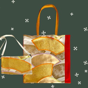 クリスマスギフト【送料込み】帯リメイク　2点セット　ホワイト