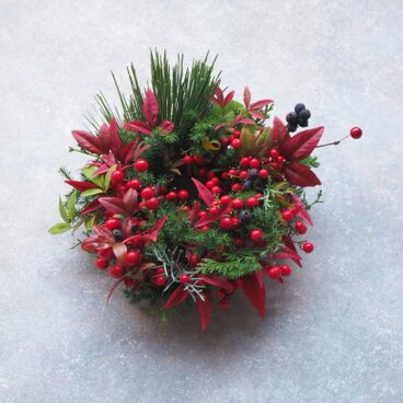 南天と黒松のミニリース20cm