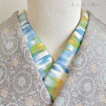 綿の半衿 墨流し染め風模様