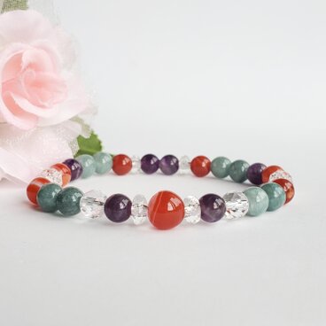 翡翠×サードオニキス×アメジストの天然石ブレスレット＊お守り＊おしゃれ＊女性らしさ＊大人可愛い＊上品＊天然石