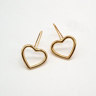 kpierce-062-gold オープンハートフックピアス完成品 24×37mm(薄金メッキ・ニッケルフリー)【1ペア】