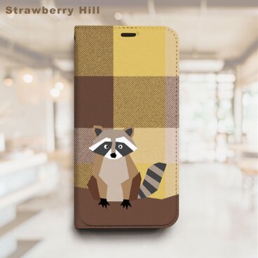 アライグマ  イラスト  ベルトなし 帯なし ベルトレス 手帳型 iPhone スマホ ケース カバー