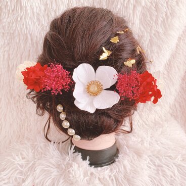 成人式髪飾り☆結婚式☆ヘアパーツ☆ゴールド☆白無垢ヘア☆結婚式☆和装☆白無垢☆袴ヘア☆卒業式髪飾り☆着物ヘア☆プリザーブド☆