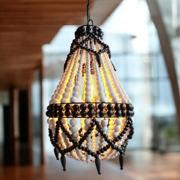 木製 ペンダントライト ホワイト×ブラック