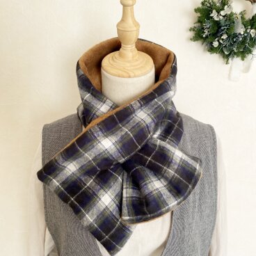 ＊ティペットマフラー＊起毛コットン×フリース/ミニマフラー