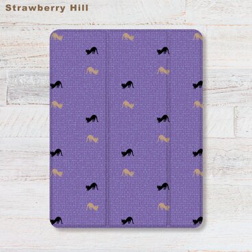 伸びをする 猫 iPadケース ペン収納 軽量 背面クリア あいぱっどけーす スタンド機能