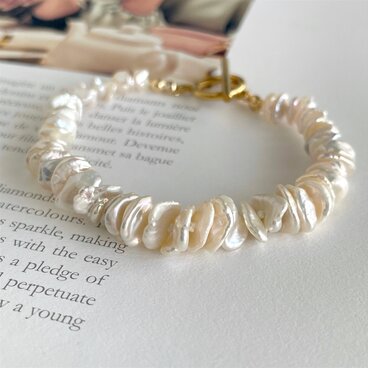 淡水パール ケシパール　ペールカラーのブレスレット