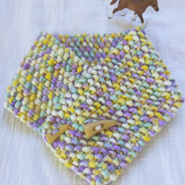 温かいダッフルショートマフラー【パープル＆イエロー系】