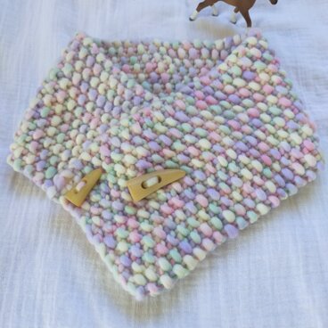 温かいダッフルショートマフラー【ピンク＆ホワイト系】