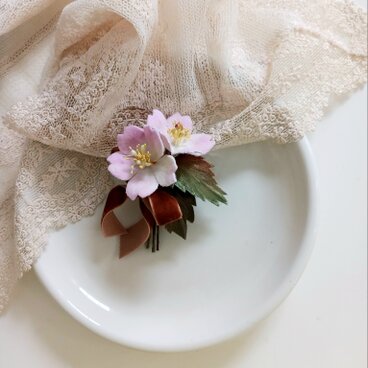 染め布花＊さくらのコサージュ