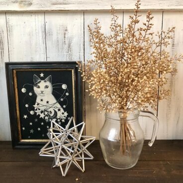 星月猫★ナンテンの蕾のみで作ったシャビーシックなスワッグ小サイズ　ドライフラワー　花束　ナンテン