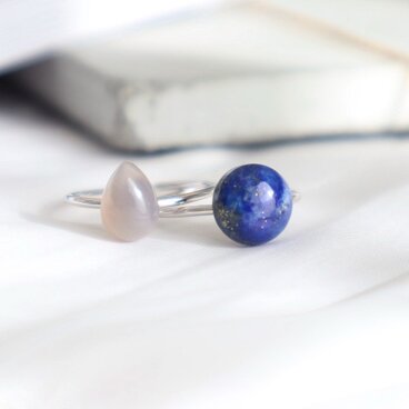 瑠璃色ラピスラズリ×グレーオニキス リング2点セット