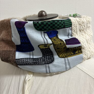 ハンドメイド☆ネックウォーマーミナペルホネンニットパッチワークファＡ