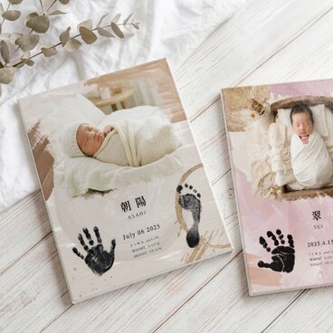 写真入り手形足形アート｜命名書×絵画風キャンバス（お七夜／誕生記念／フルオーダー／手型足型）のコピー