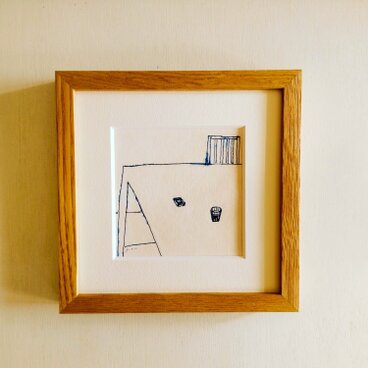 「キッチン」 原画イラスト　水彩　※木製額縁入り　一点物　インテリアアート