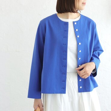 春から初夏まで ✦ 東炊きコットンのはおり（ロイヤルブルー）CO13　選べるボタン