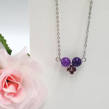 アメジスト＊ネックレス＊天然石ネックレス＊サージカルステンレス＊大人可愛い＊2月誕生石＊おしゃれ＊可愛い＊紫＊パープル
