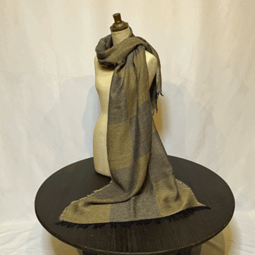 市松模様柿渋染めロングストール　K25112