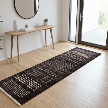 四季を楽しむオールシーズンラグ　ガゼニギャッベ　　ミニランナー　122x38cm　無染めのウール　BP186