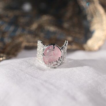 【一点もの】レース模様リング（Silver×モルガナイト）