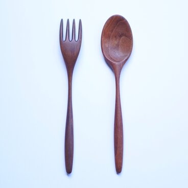 木のカレースプーン&フォーク大セット（ウォルナット）