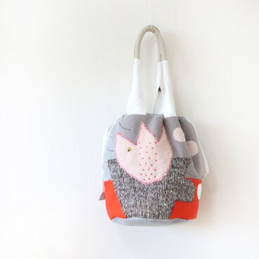 巾着バケツバッグ　flower vase