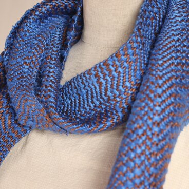 手織りきびそシルク　ヘリボーン柄マフラー