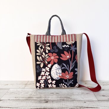 2wayショルダー　トートバッグ　北欧の草花