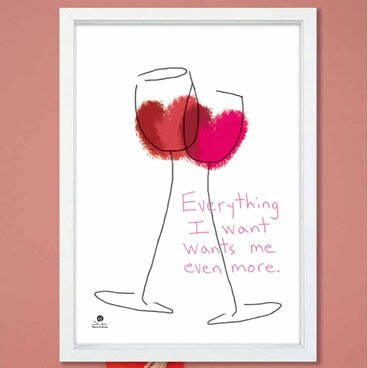 ふたりの世界　ワイン　送料無料 　イラスト　A4〜A0　ポスター　アートポスター　アート/sei検索新着順　3861