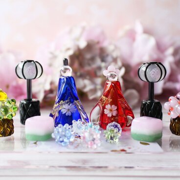早割セール(～12/30)2026年ひな祭り⭐︎とんぼ玉ひな人形 ガラスのミニチュア雛人形