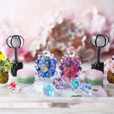 早割セール(～12/30)2026年ひな祭り⭐︎とんぼ玉ひな人形 ガラスのミニチュア雛人形