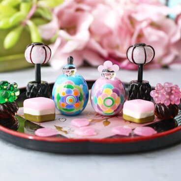 早割セール(～12/30)2026年ひな祭り⭐︎とんぼ玉ひな人形 ガラスのミニチュア雛人形