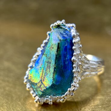 ローマングラスsilverリング(送料無料)ガラスは美しく甦った