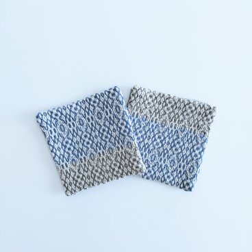 手織りコースター〈blue+gray〉