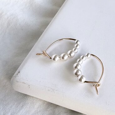 14kgf pearl marquise smallキャッチレス　マーキスピアス　クリスタルパール