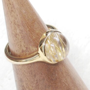 5.65ctルチルクォーツとSV925の指輪（リングサイズ：10号、針入り水晶、ふくりん、18K張り、天然石）