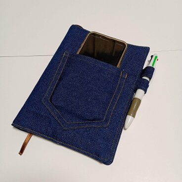 BK152②無印良品B6判デニム手帳カバー ペン差しポケット有