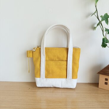 ミニミニトートバッグ型ポーチ（帆布・黄色）