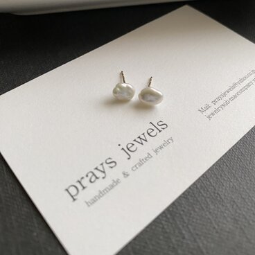 14kgf 高品質淡水バロック小さなパールピアス　一粒芥子バロックパールスタッドピアス