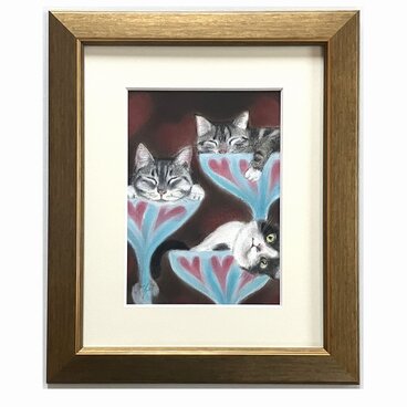 猫カクテル（パステル画　原画）　