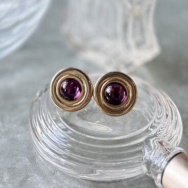 YA221-【 AVON 】エイボン・ヴィンテージイヤリング Amethyst Purple Gold Tone