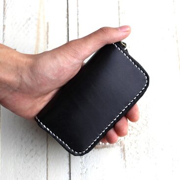 【名入れ無料】本革キーケース　ブラック